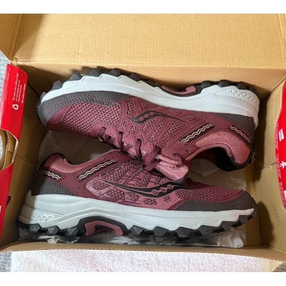 Saucony Women's Maroon and Gray Trail Running Sneakers